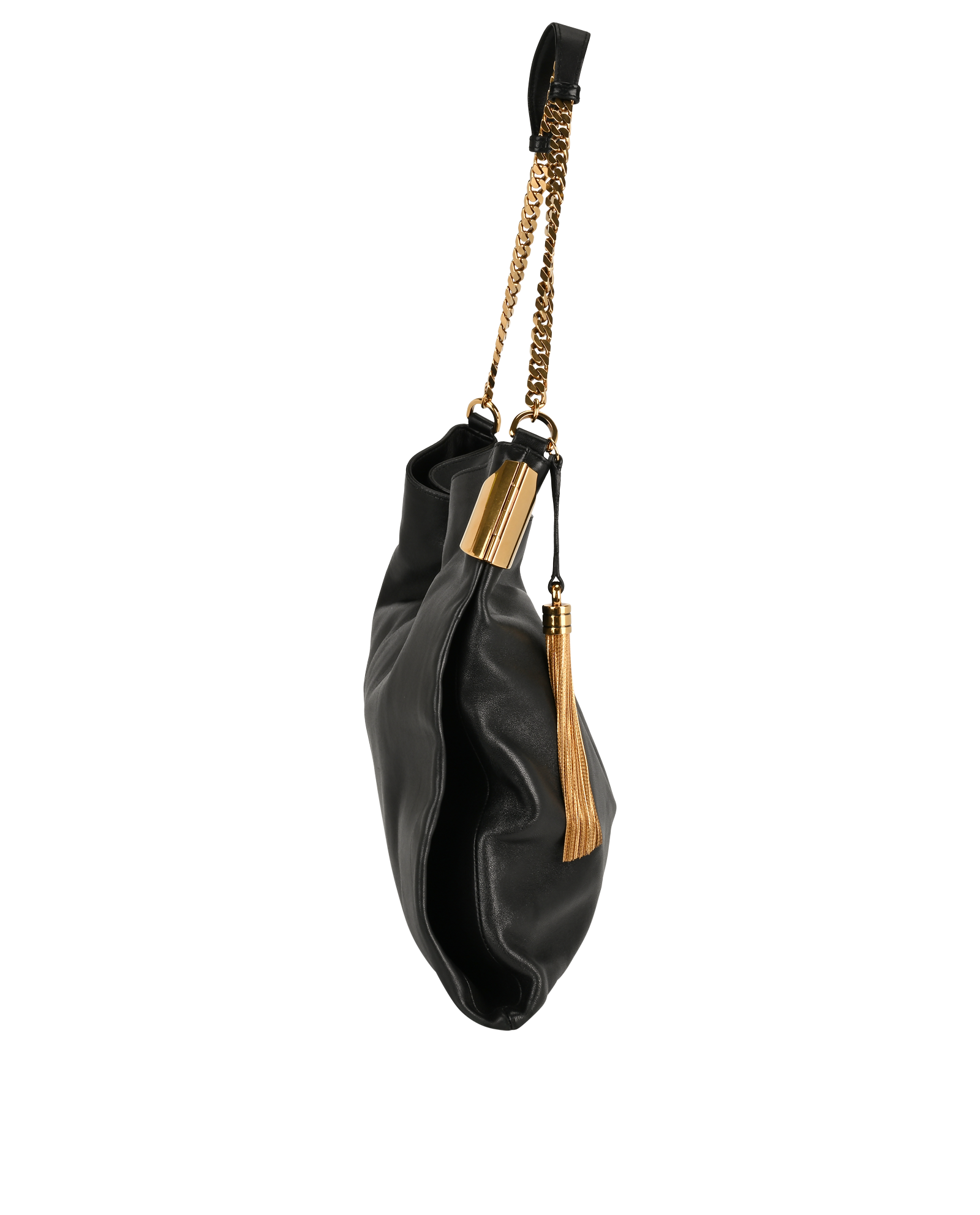 Chain Hobo Bag, &pound;450, Handbags, Black, Leather, Side view